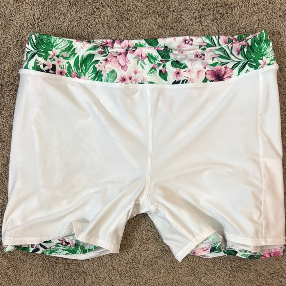 Tommy Bahama Green and Pink Floral Print Skater Skorts Mini Resort Wear SKU 0006 - Picture 8 of 10